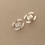Chanel 1996 Crystal Embellished CC Turnlock Clip - On Earrings - FashioNica
