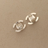 Chanel 1996 Crystal Embellished CC Turnlock Clip - On Earrings - FashioNica