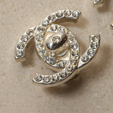 Chanel 1996 Crystal Embellished CC Turnlock Clip - On Earrings - FashioNica