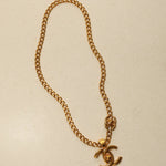 Chanel 1996 Gold Double Turnlock Pendant Necklace - FashioNica