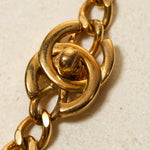 Chanel 1996 Gold Double Turnlock Pendant Necklace - FashioNica