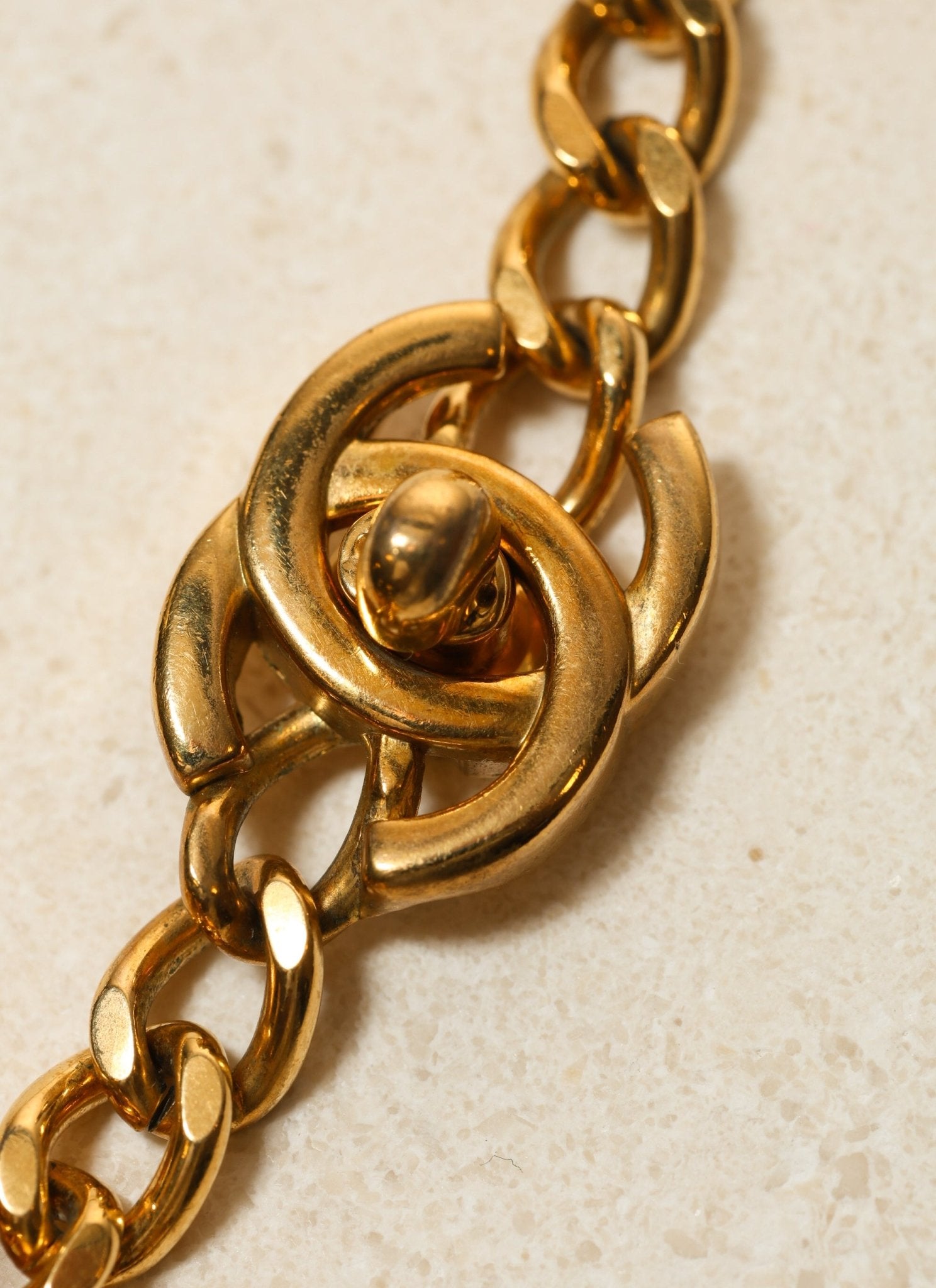 Chanel 1996 Gold Double Turnlock Pendant Necklace - FashioNica