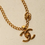 Chanel 1996 Gold Double Turnlock Pendant Necklace - FashioNica