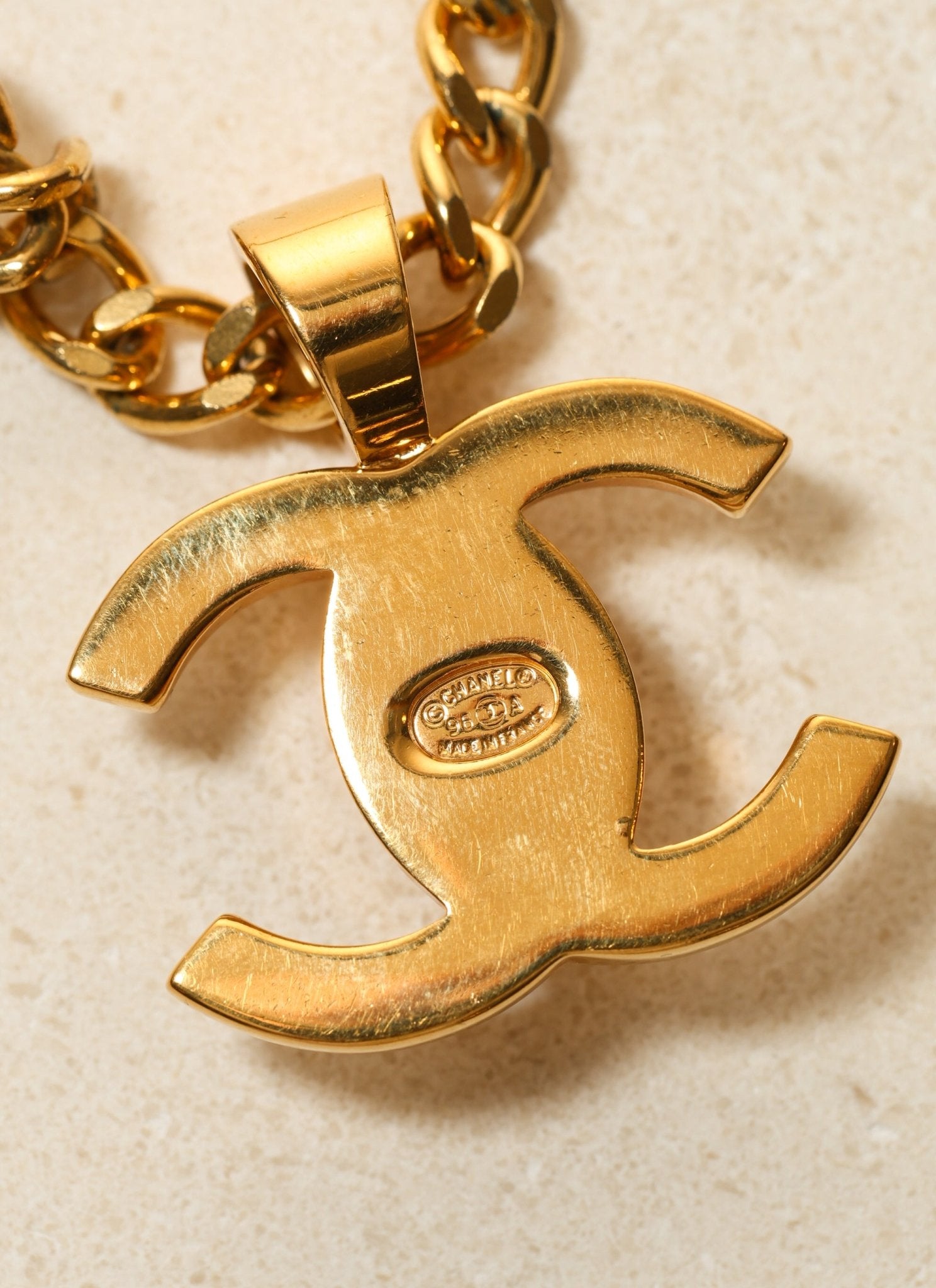 Chanel 1996 Gold Double Turnlock Pendant Necklace - FashioNica