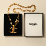 Chanel 1996 Gold Double Turnlock Pendant Necklace - FashioNica