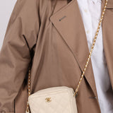 Chanel 1996 Ivory Caviar Mini Square Turnlock Camera Bag - FashioNica