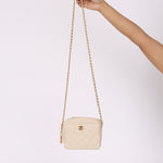Chanel 1996 Ivory Caviar Mini Square Turnlock Camera Bag - FashioNica