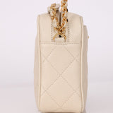 Chanel 1996 Ivory Caviar Mini Square Turnlock Camera Bag - FashioNica
