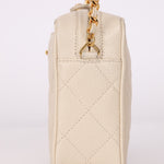 Chanel 1996 Ivory Caviar Mini Square Turnlock Camera Bag - FashioNica