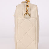 Chanel 1996 Ivory Caviar Mini Square Turnlock Camera Bag - FashioNica
