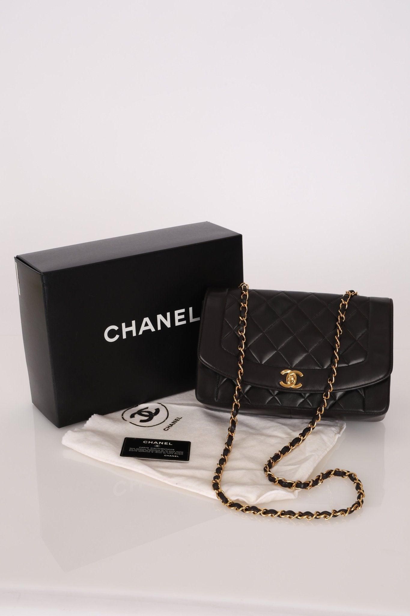 Chanel 1996 Lambskin Medium Diana Flap 24K GP - FashioNica