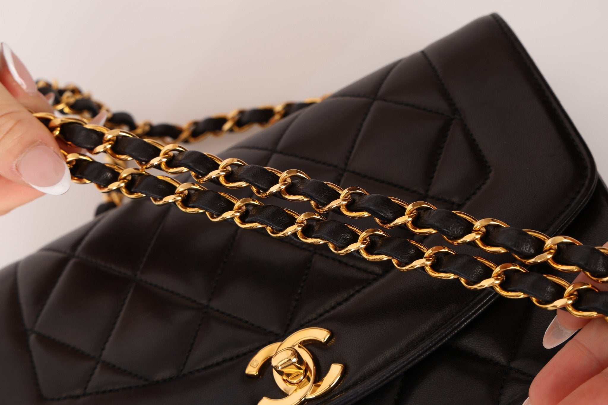 Chanel 1996 Lambskin Small Diana Flap 24K GP - FashioNica