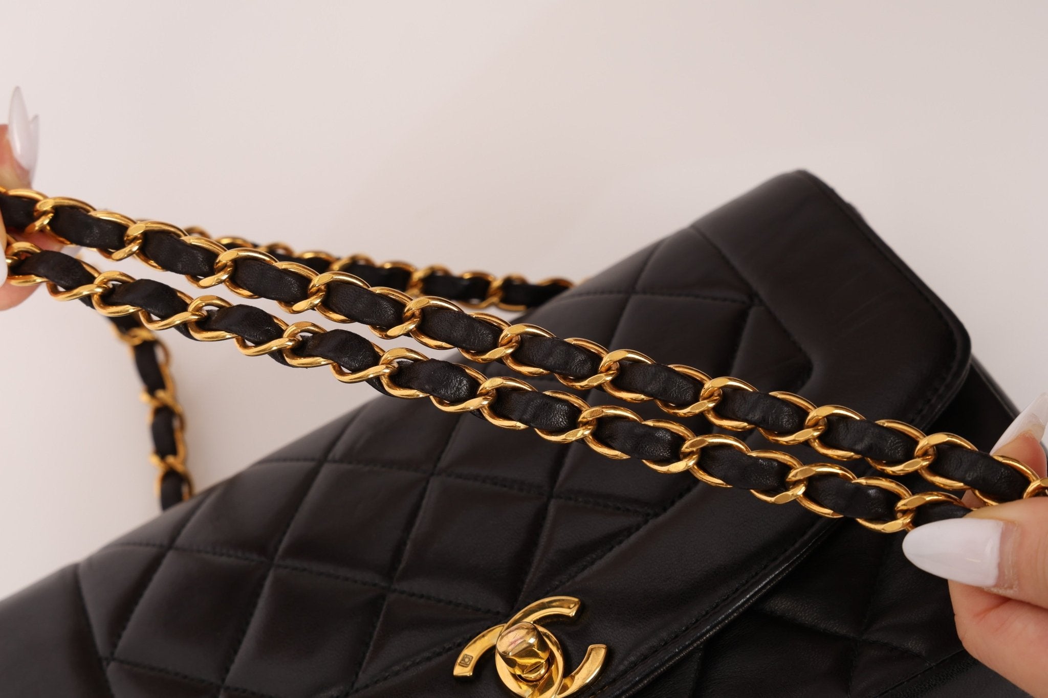 Chanel 1996 Lambskin Small Diana Flap 24K GP - FashioNica