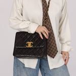 Chanel 1996 Lambskin XL Logo Square Flap 24K GP - FashioNica