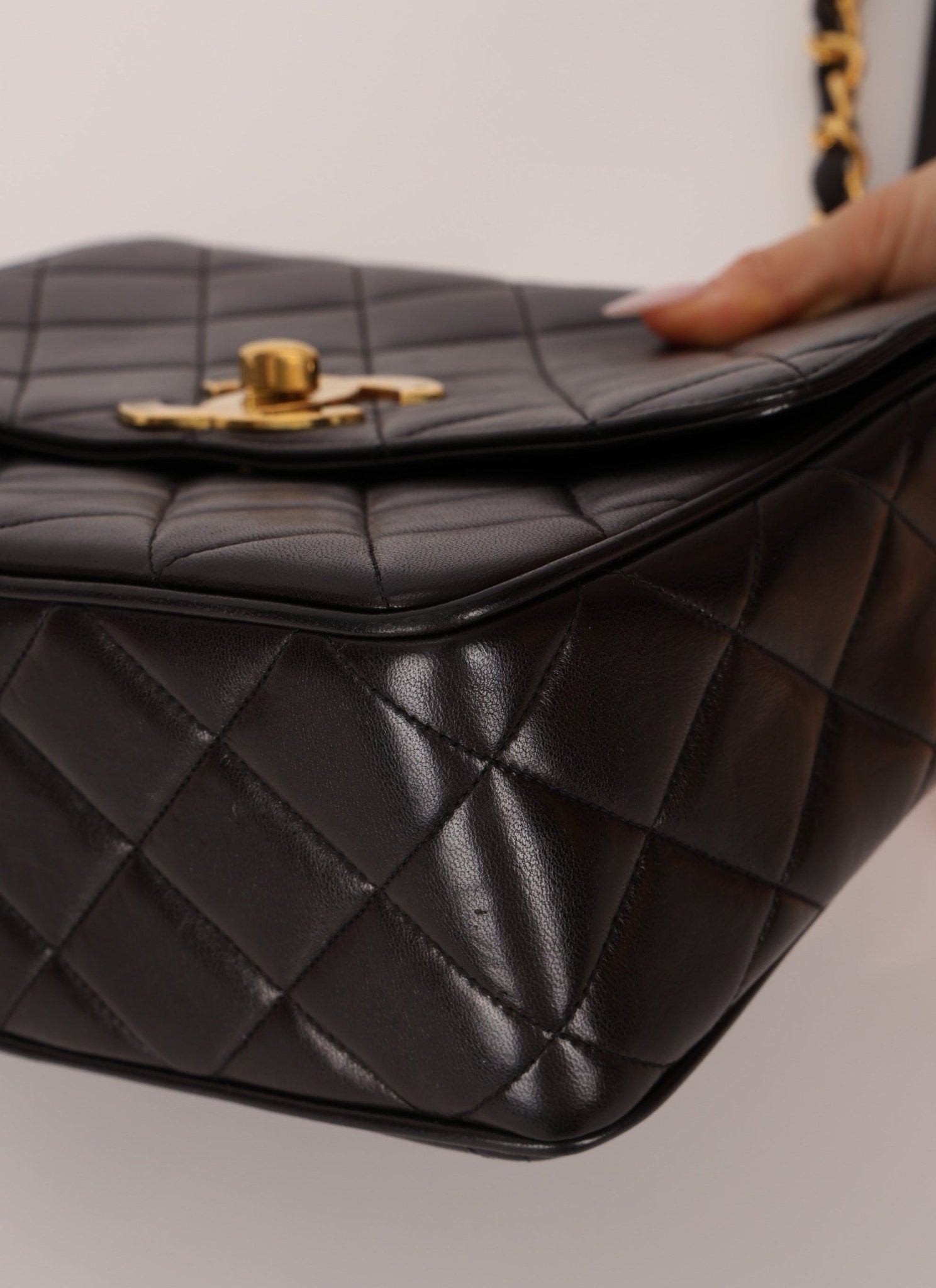 Chanel 1996 Lambskin XL Logo Square Flap 24K GP - FashioNica