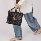 Chanel 1996 Lambskin XL Logo Square Flap 24K GP - FashioNica