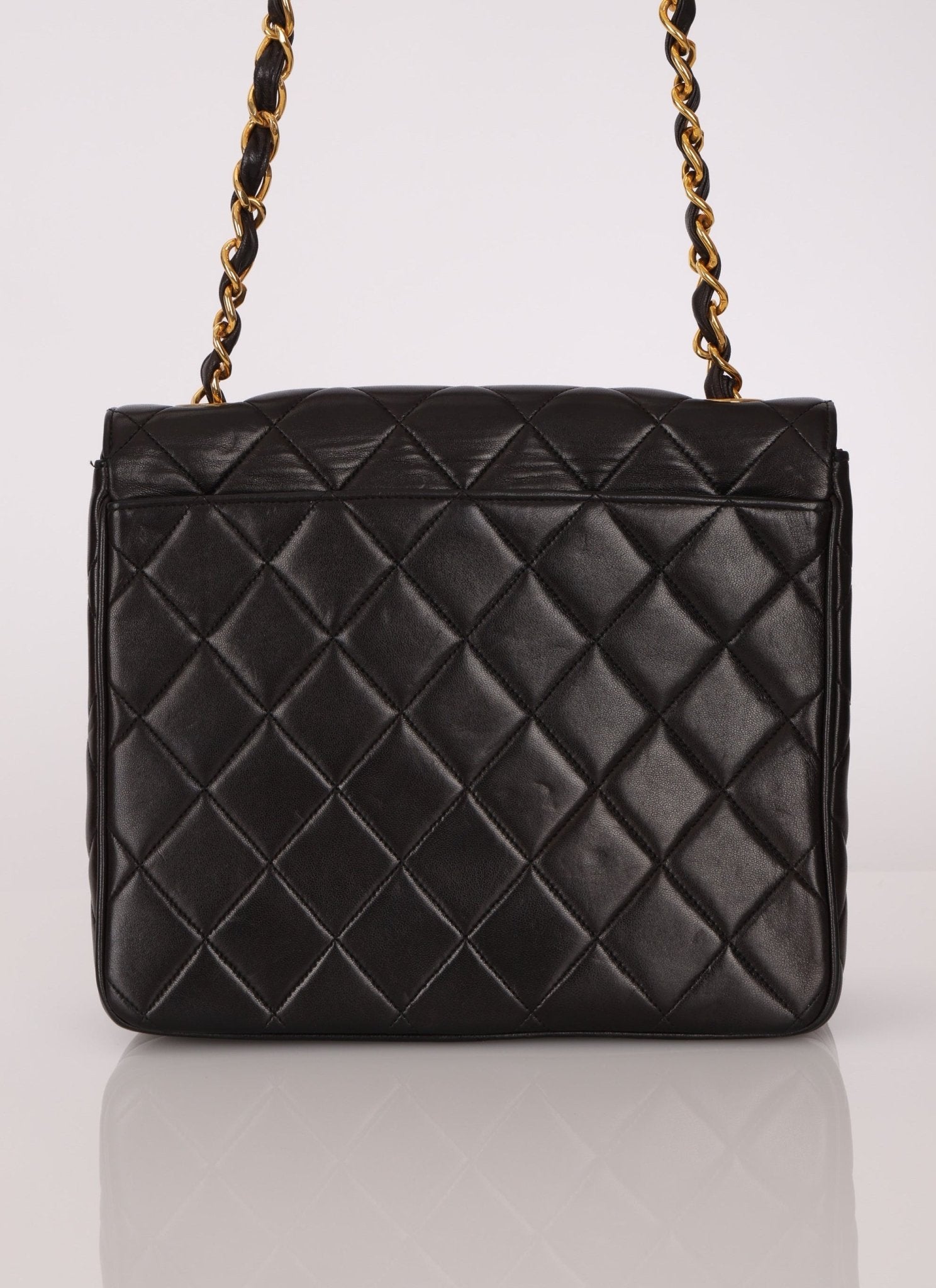 Chanel 1996 Lambskin XL Logo Square Flap 24K GP - FashioNica