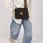 Chanel 1996 Lambskin XL Logo Square Flap 24K GP - FashioNica