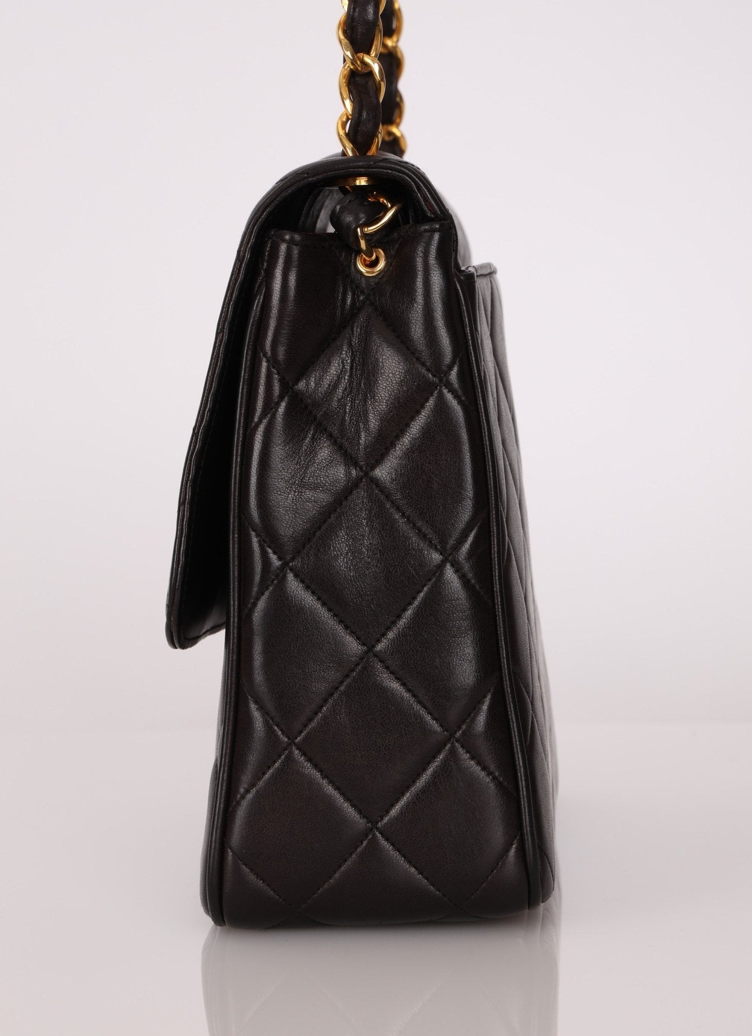 Chanel 1996 Lambskin XL Logo Square Flap 24K GP - FashioNica