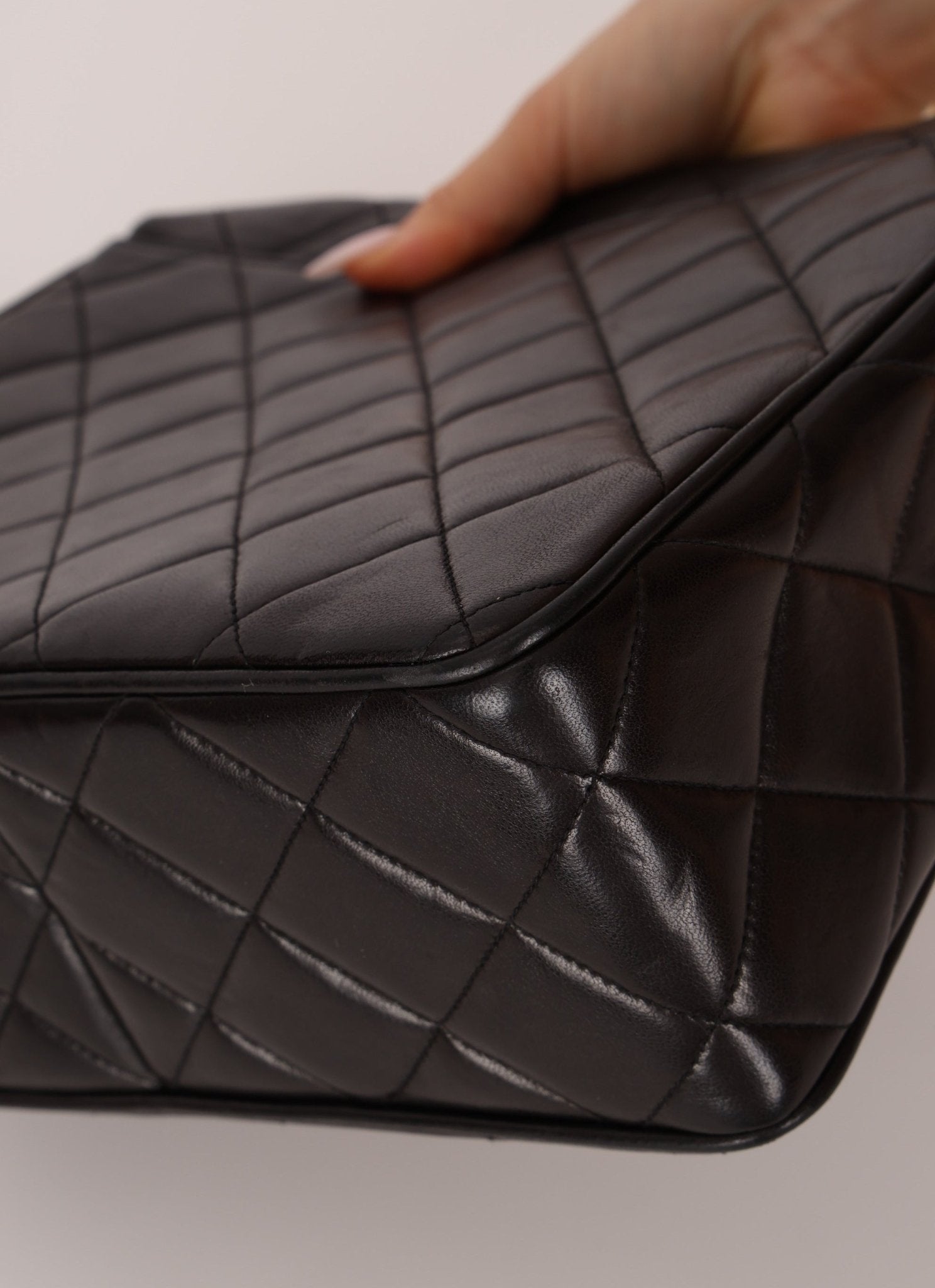 Chanel 1996 Lambskin XL Logo Square Flap 24K GP - FashioNica