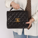 Chanel 1996 Lambskin XL Logo Square Flap 24K GP - FashioNica