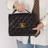 Chanel 1996 Lambskin XL Logo Square Flap 24K GP - FashioNica
