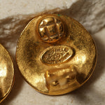 Chanel 1996 Matte Interlocking CC Round Clip - On Earrings - FashioNica