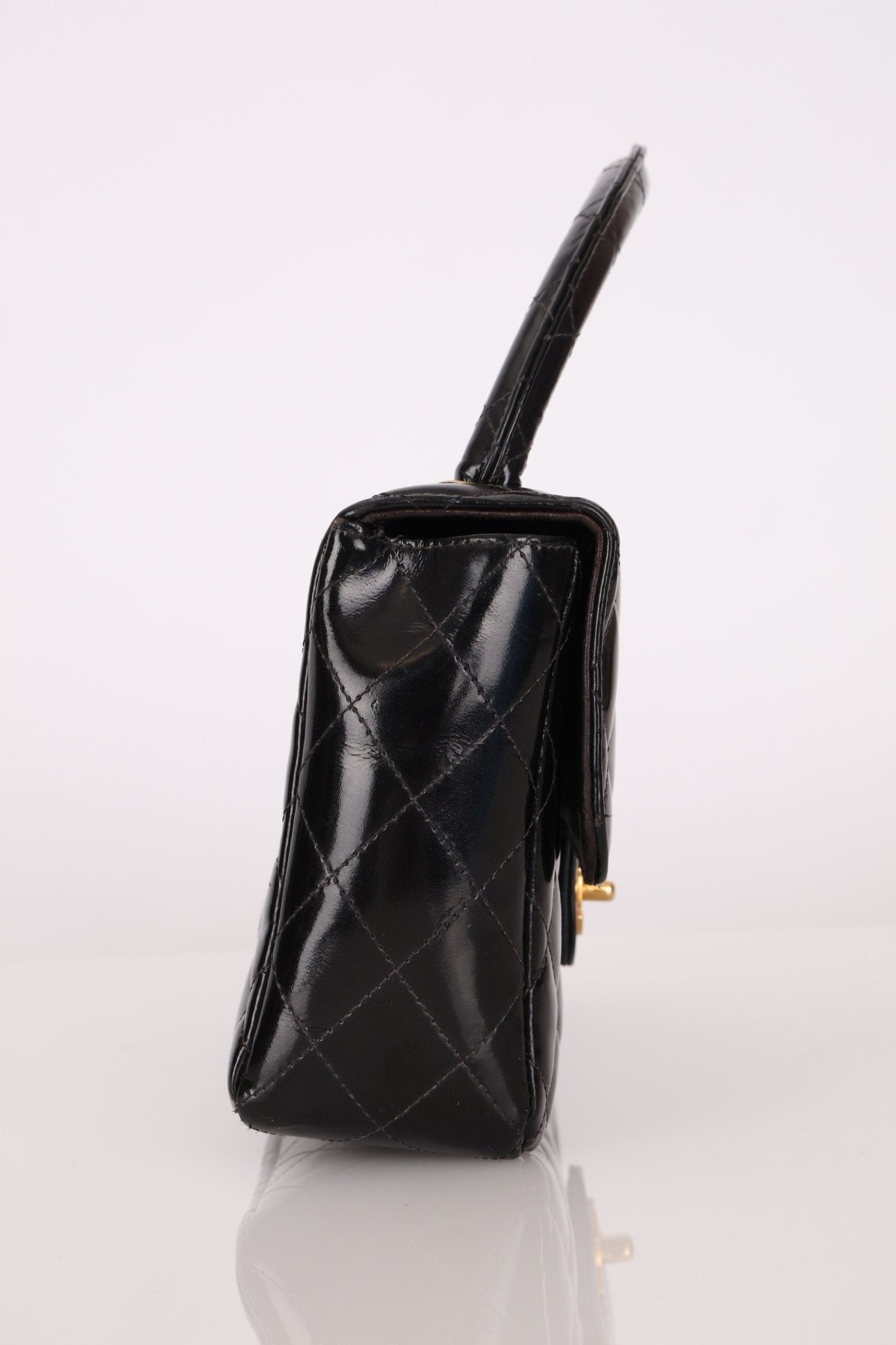 Chanel 1996 Patent East West Kelly Top Handle 24k GP - FashioNica