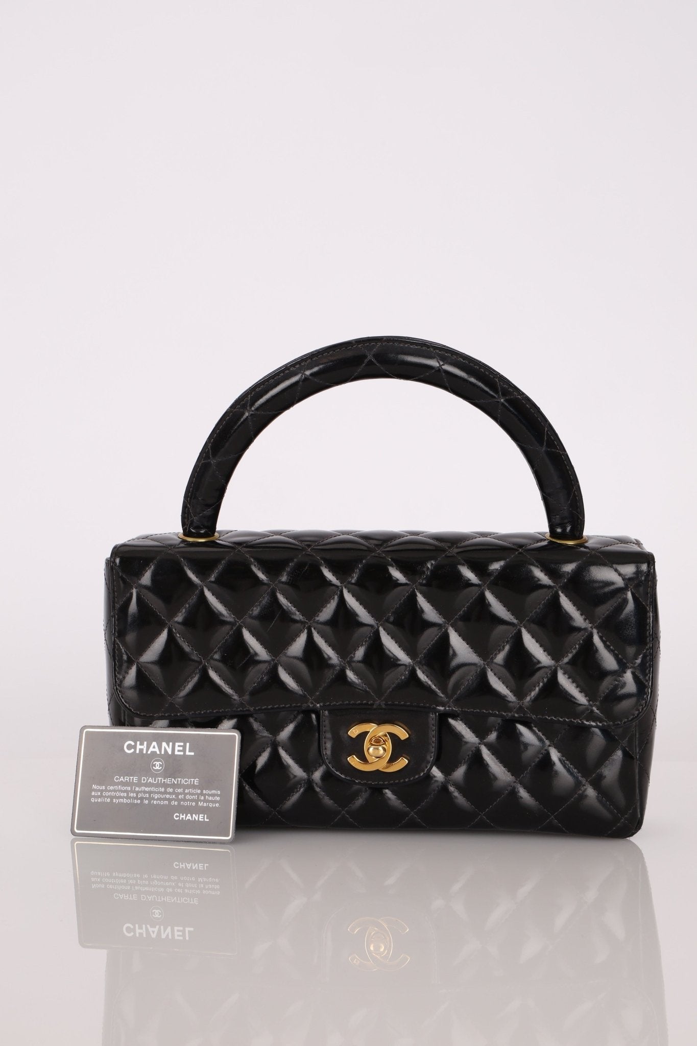 Chanel 1996 Patent East West Kelly Top Handle 24k GP - FashioNica