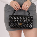 Chanel 1996 Patent East West Kelly Top Handle 24k GP - FashioNica