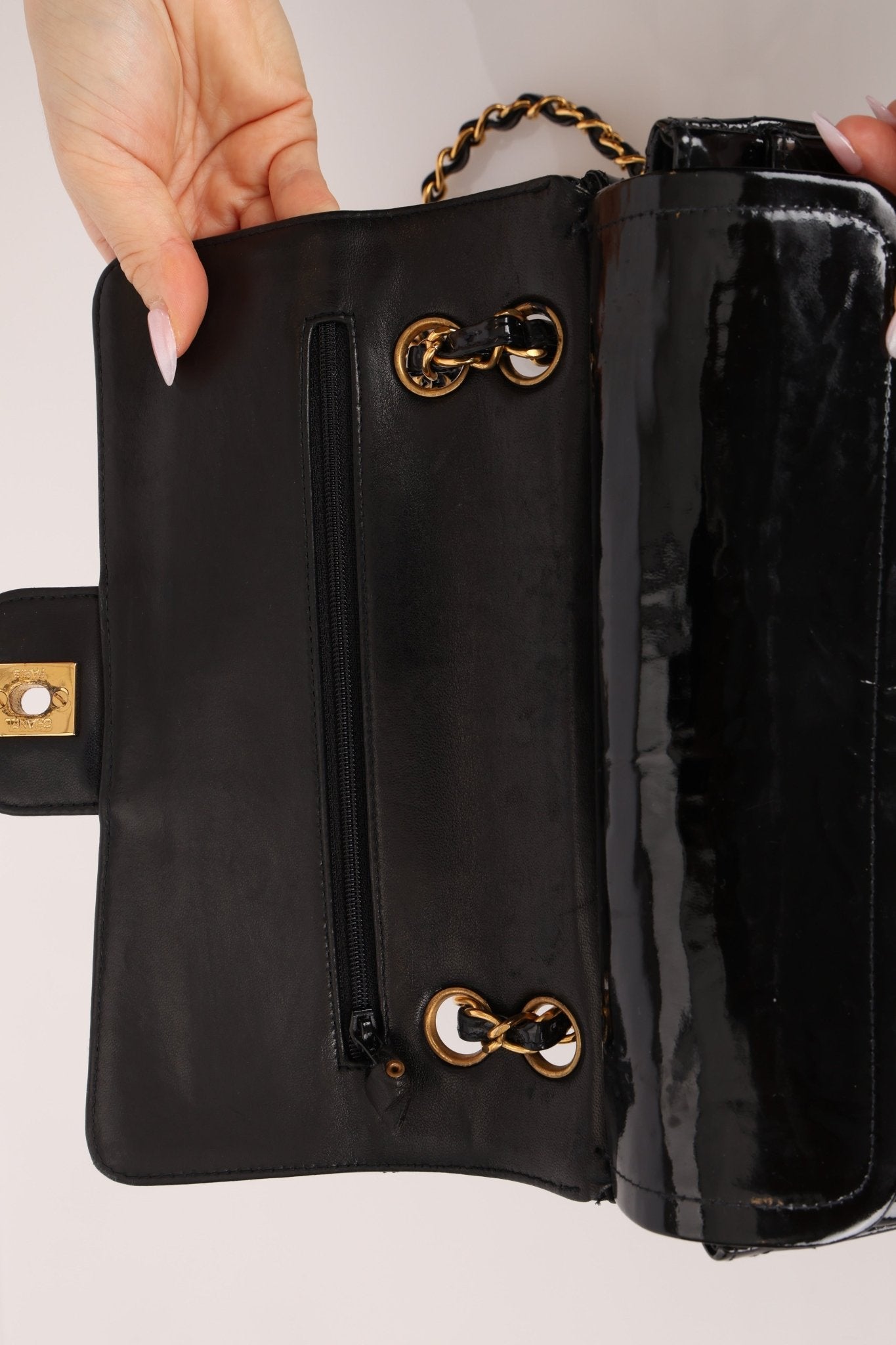 Chanel 1996 Patent Small Classic Double Flap 24K GP - FashioNica