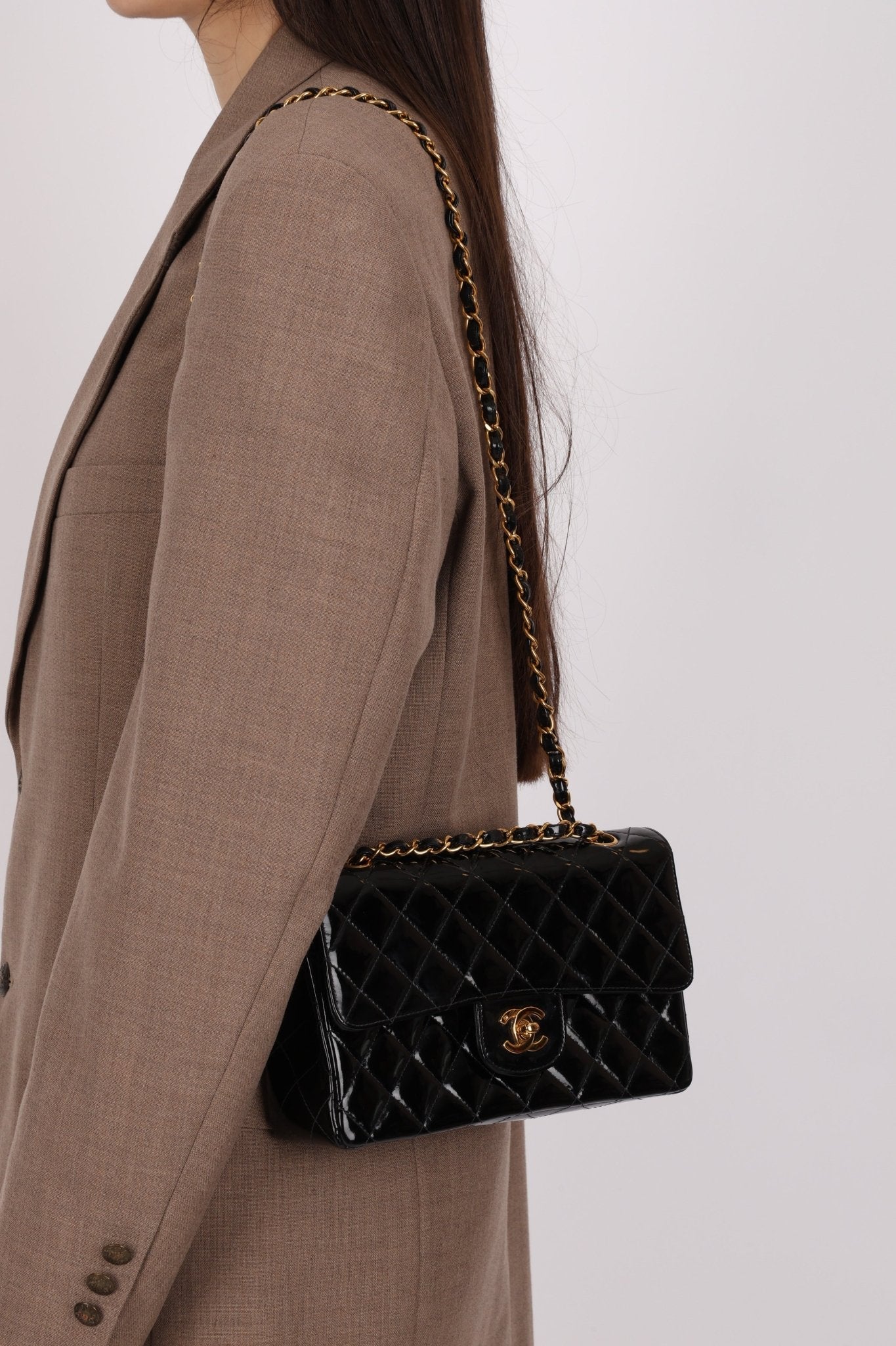 Chanel 1996 Patent Small Classic Double Flap 24K GP - FashioNica