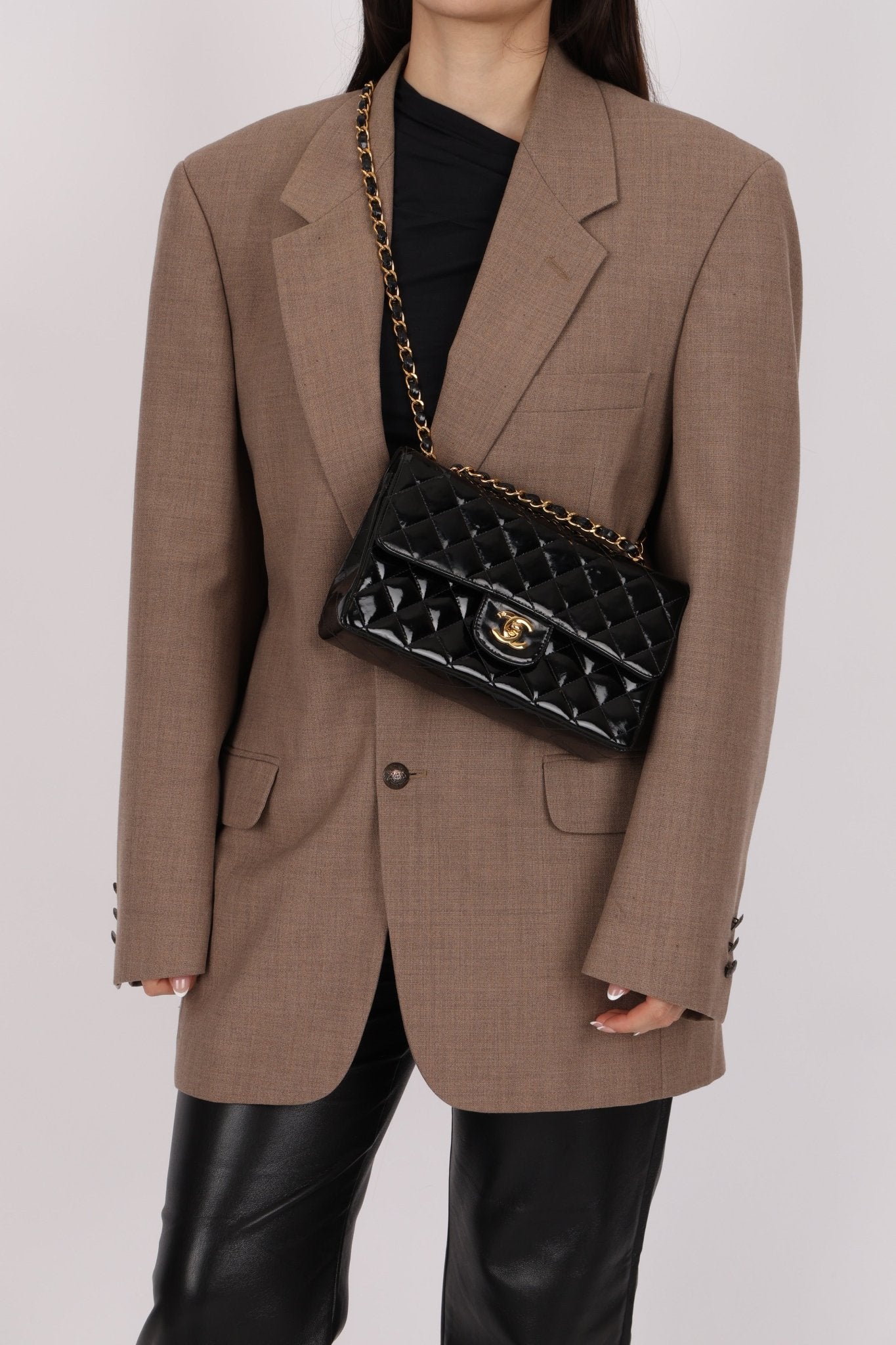 Chanel 1996 Patent Small Classic Double Flap 24K GP - FashioNica