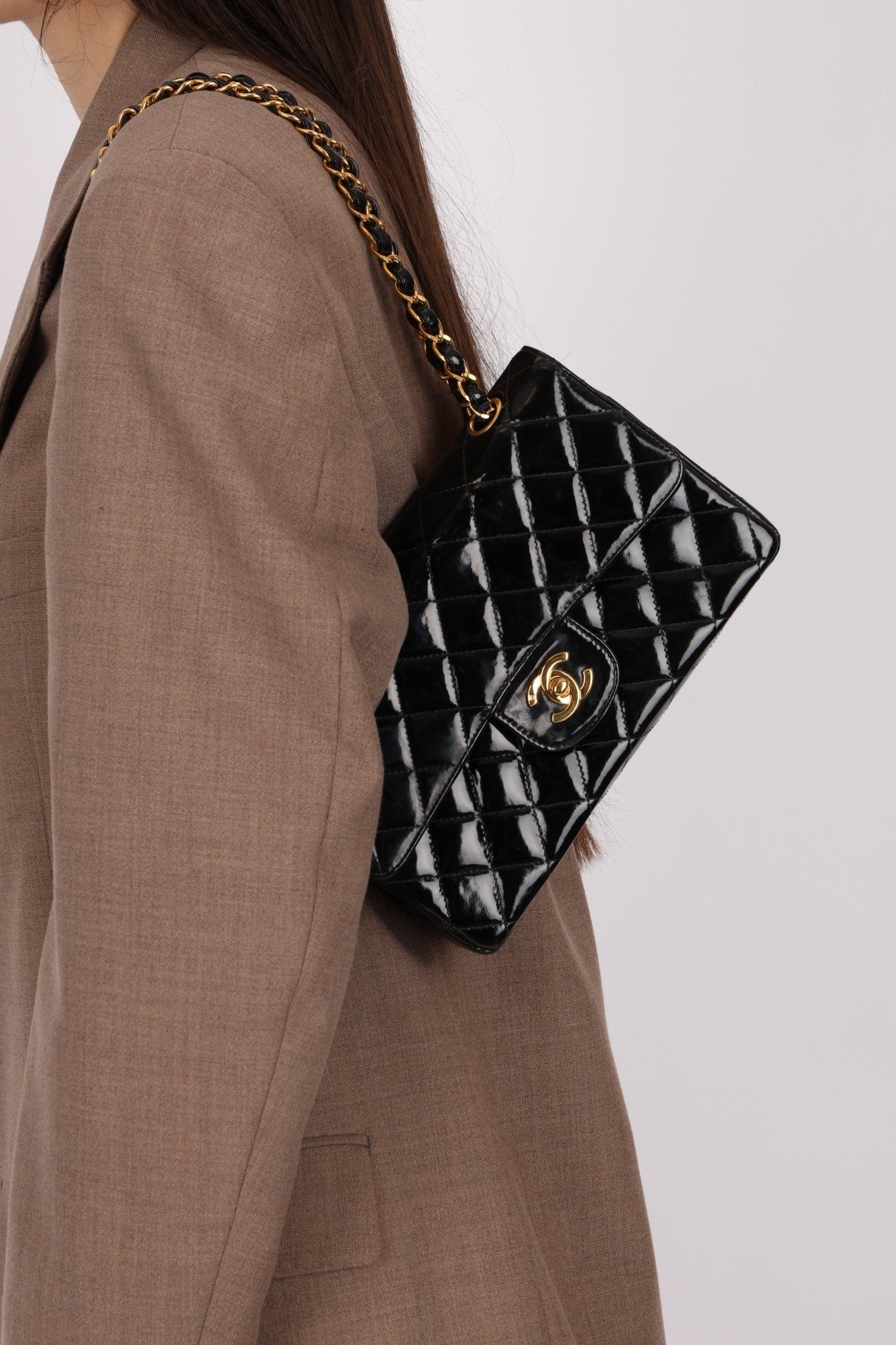 Chanel 1996 Patent Small Classic Double Flap 24K GP - FashioNica