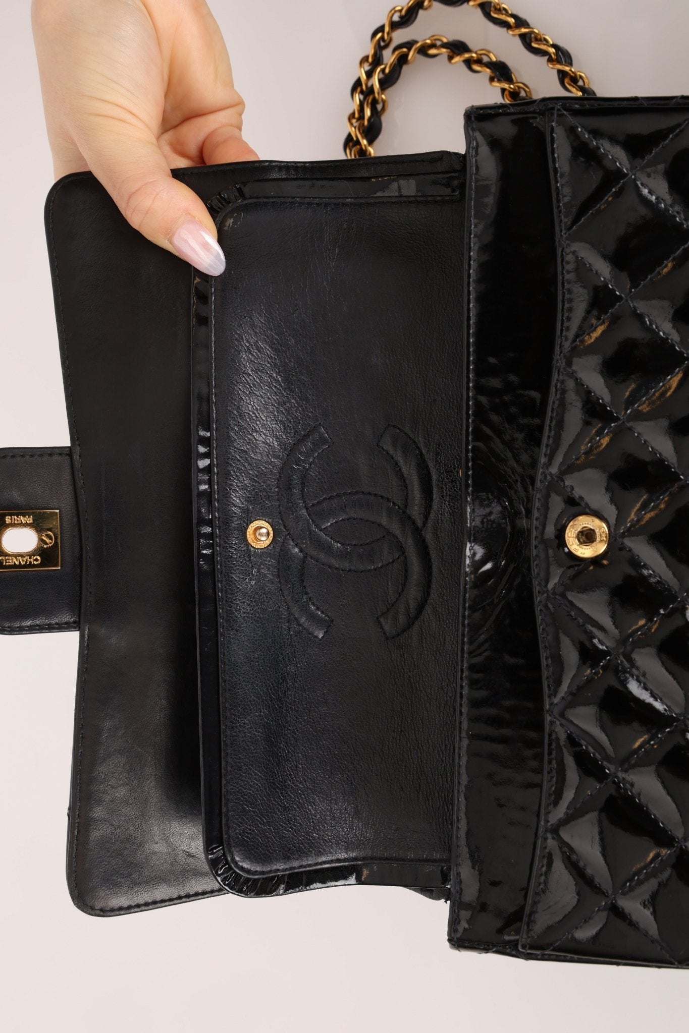 Chanel 1996 Patent Small Classic Double Flap 24K GP - FashioNica