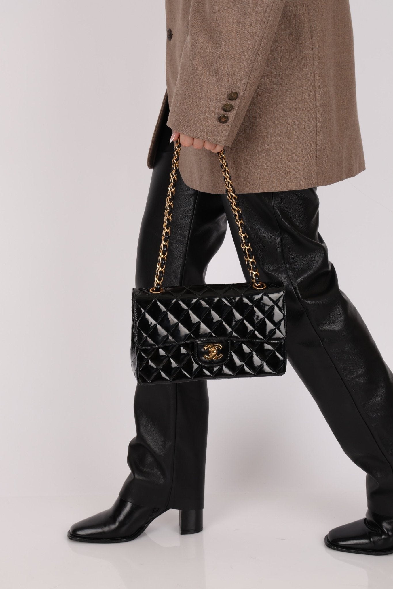 Chanel 1996 Patent Small Classic Double Flap 24K GP - FashioNica