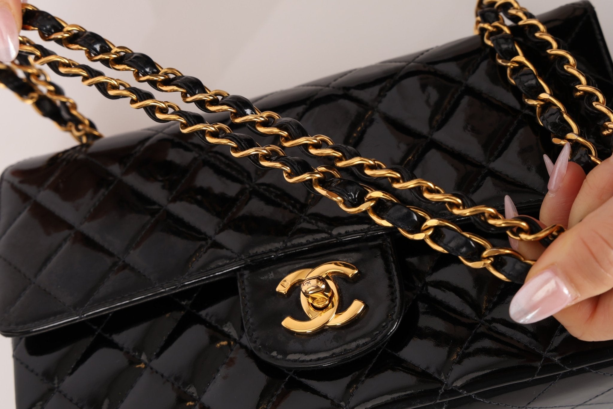 Chanel 1996 Patent Small Classic Double Flap 24K GP - FashioNica