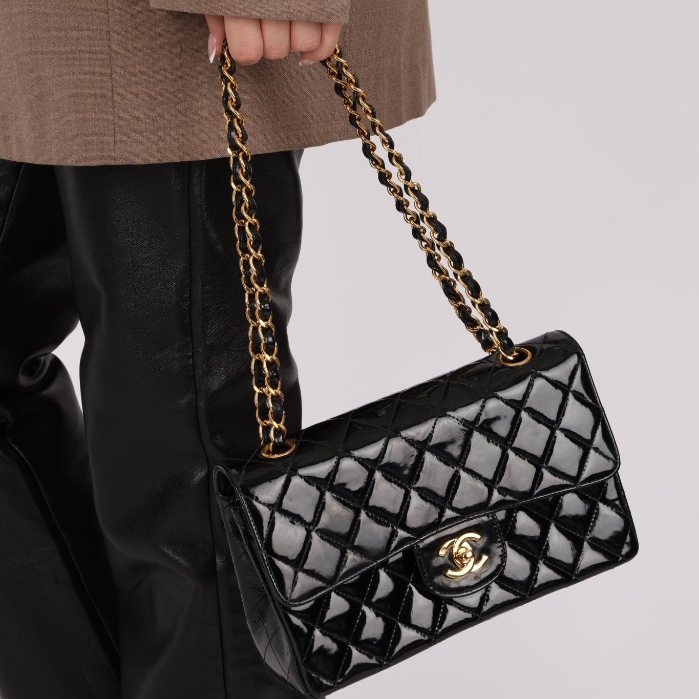 Chanel 1996 Patent Small Classic Double Flap 24K GP - FashioNica