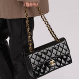 Chanel 1996 Patent Small Classic Double Flap 24K GP - FashioNica