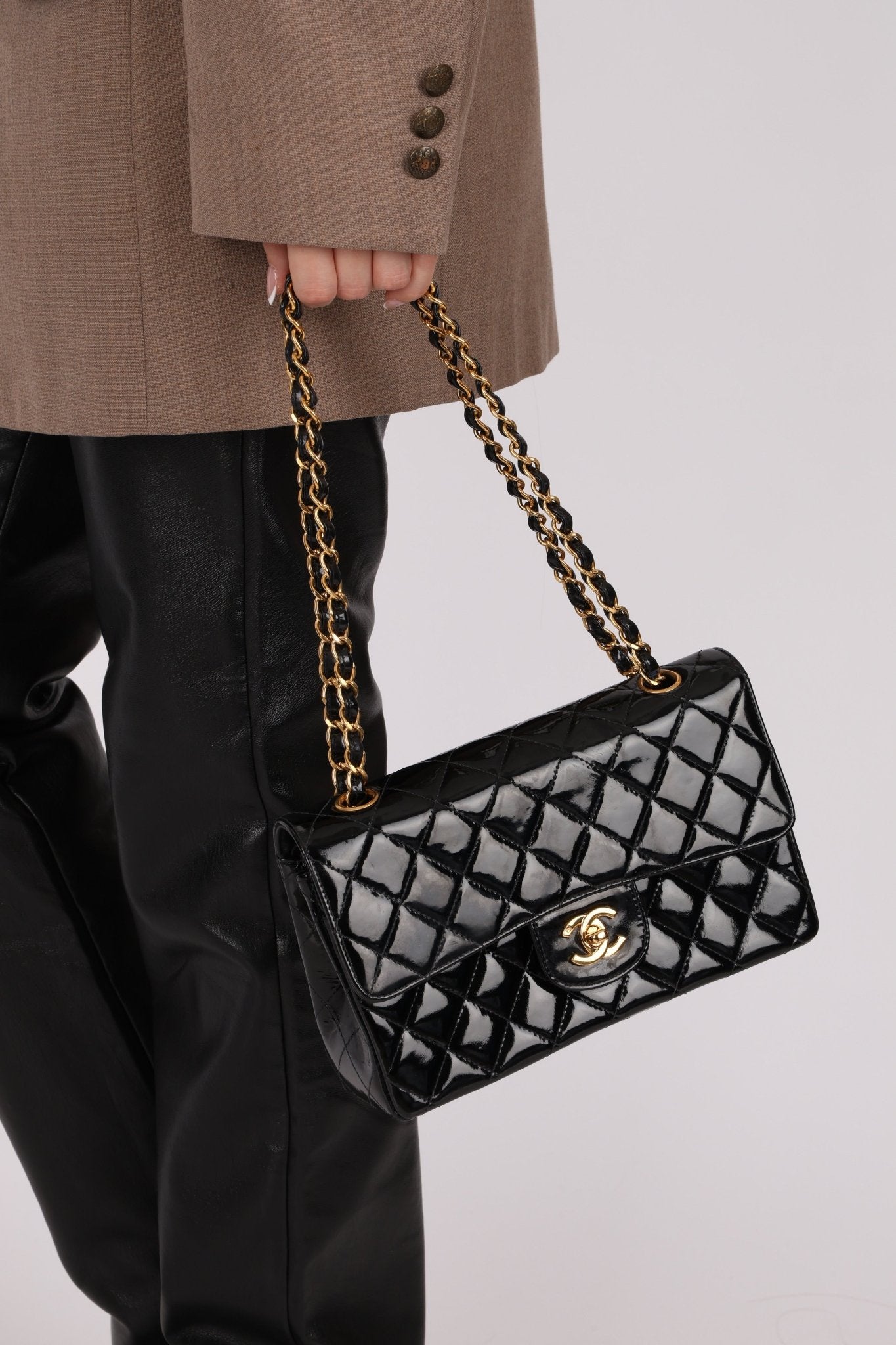 Chanel 1996 Patent Small Classic Double Flap 24K GP - FashioNica
