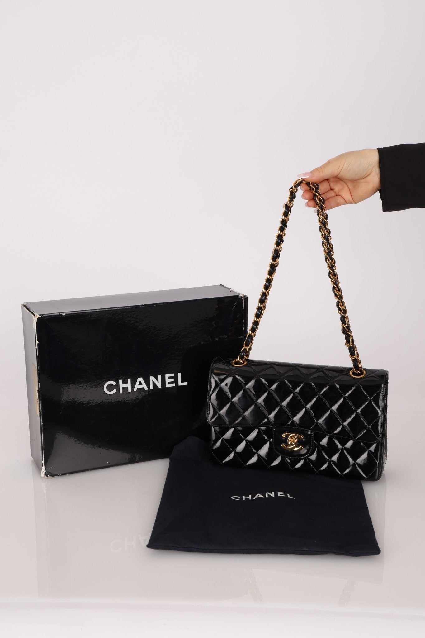Chanel 1996 Patent Small Classic Double Flap 24K GP - FashioNica