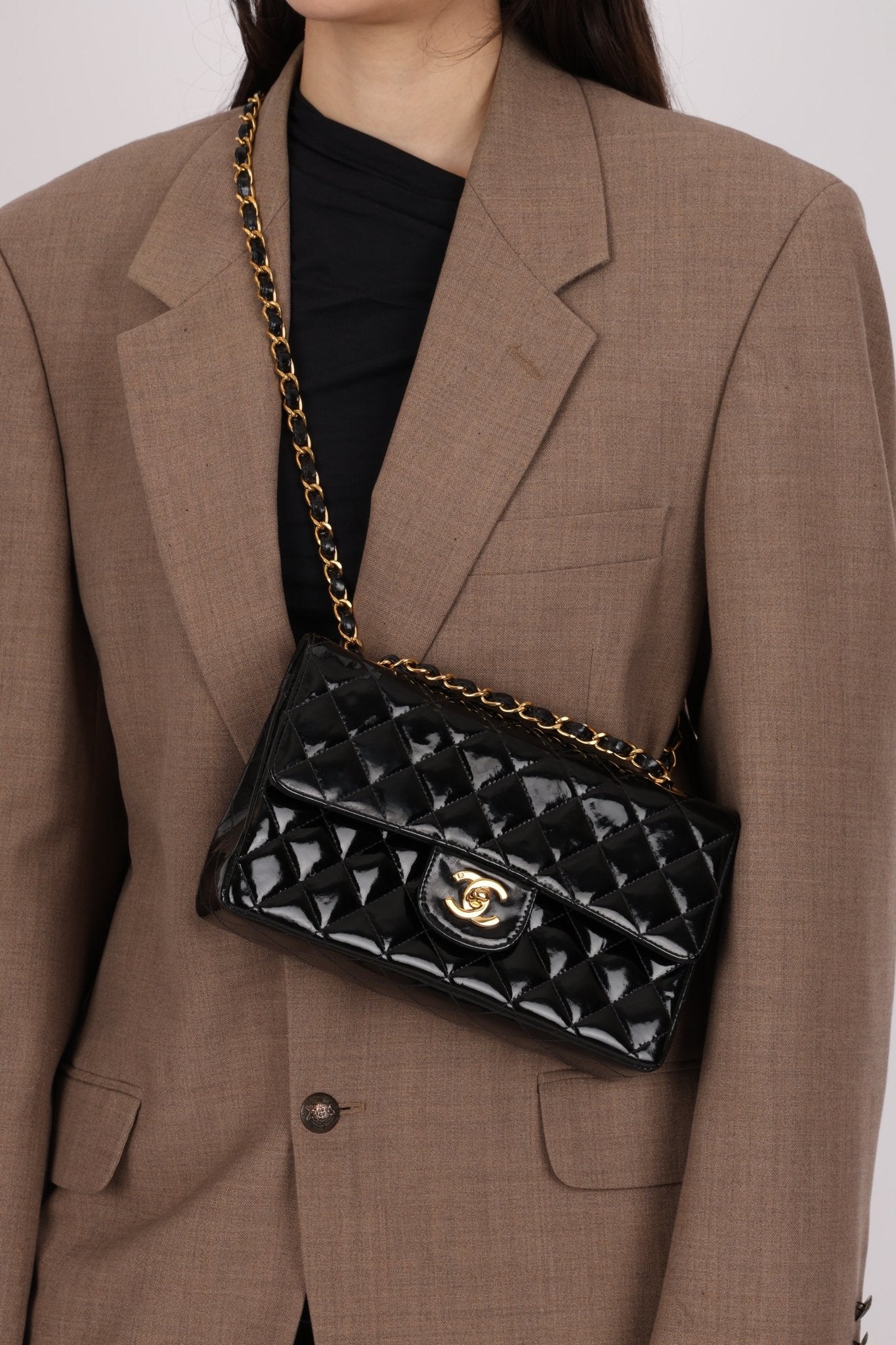 Chanel 1996 Patent Small Classic Double Flap 24K GP - FashioNica