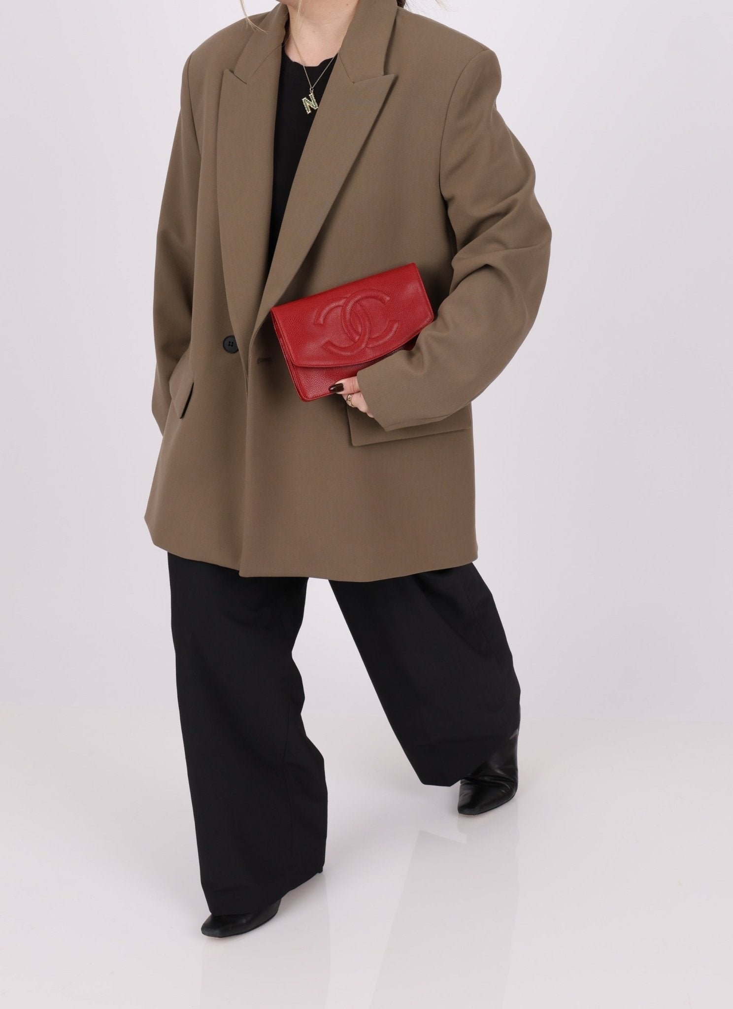 Chanel 1996 Red Caviar Timeless Wallet on Chain - FashioNica