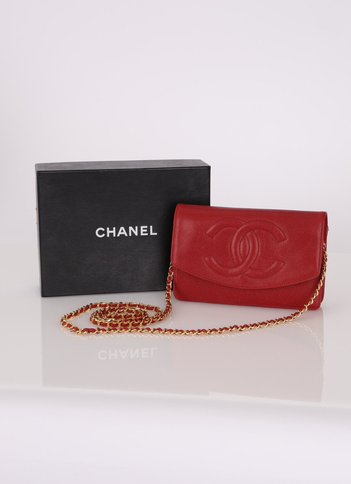 Chanel 1996 Red Caviar Timeless Wallet on Chain - FashioNica