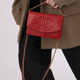 Chanel 1996 Red Caviar Timeless Wallet on Chain - FashioNica