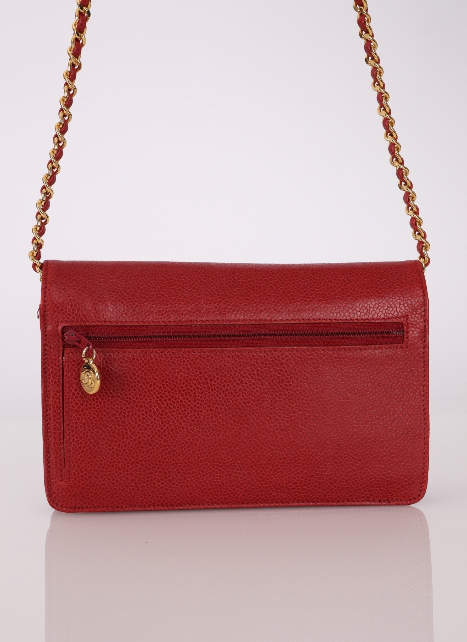 Chanel 1996 Red Caviar Timeless Wallet on Chain - FashioNica