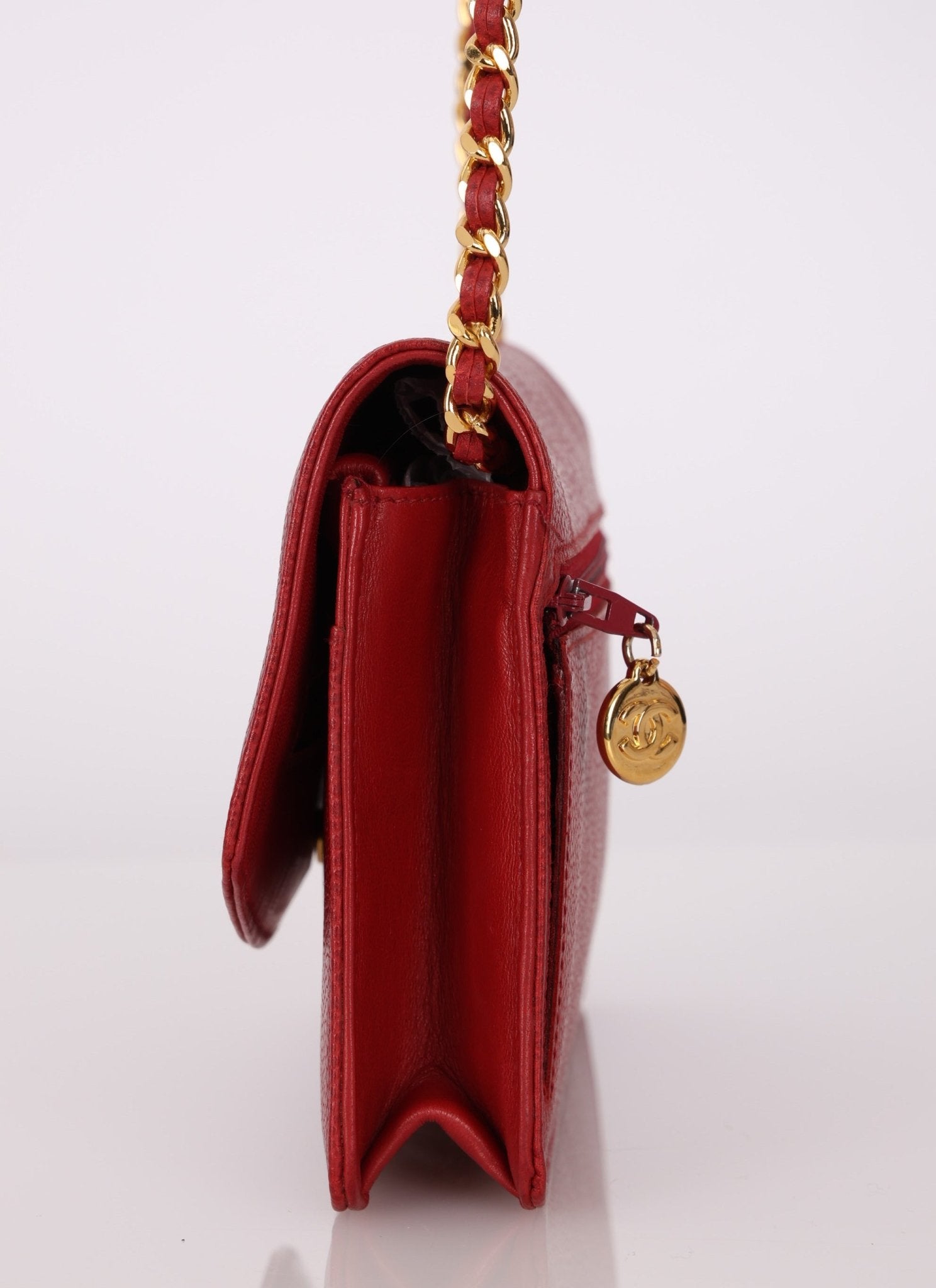Chanel 1996 Red Caviar Timeless Wallet on Chain - FashioNica