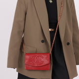 Chanel 1996 Red Caviar Timeless Wallet on Chain - FashioNica