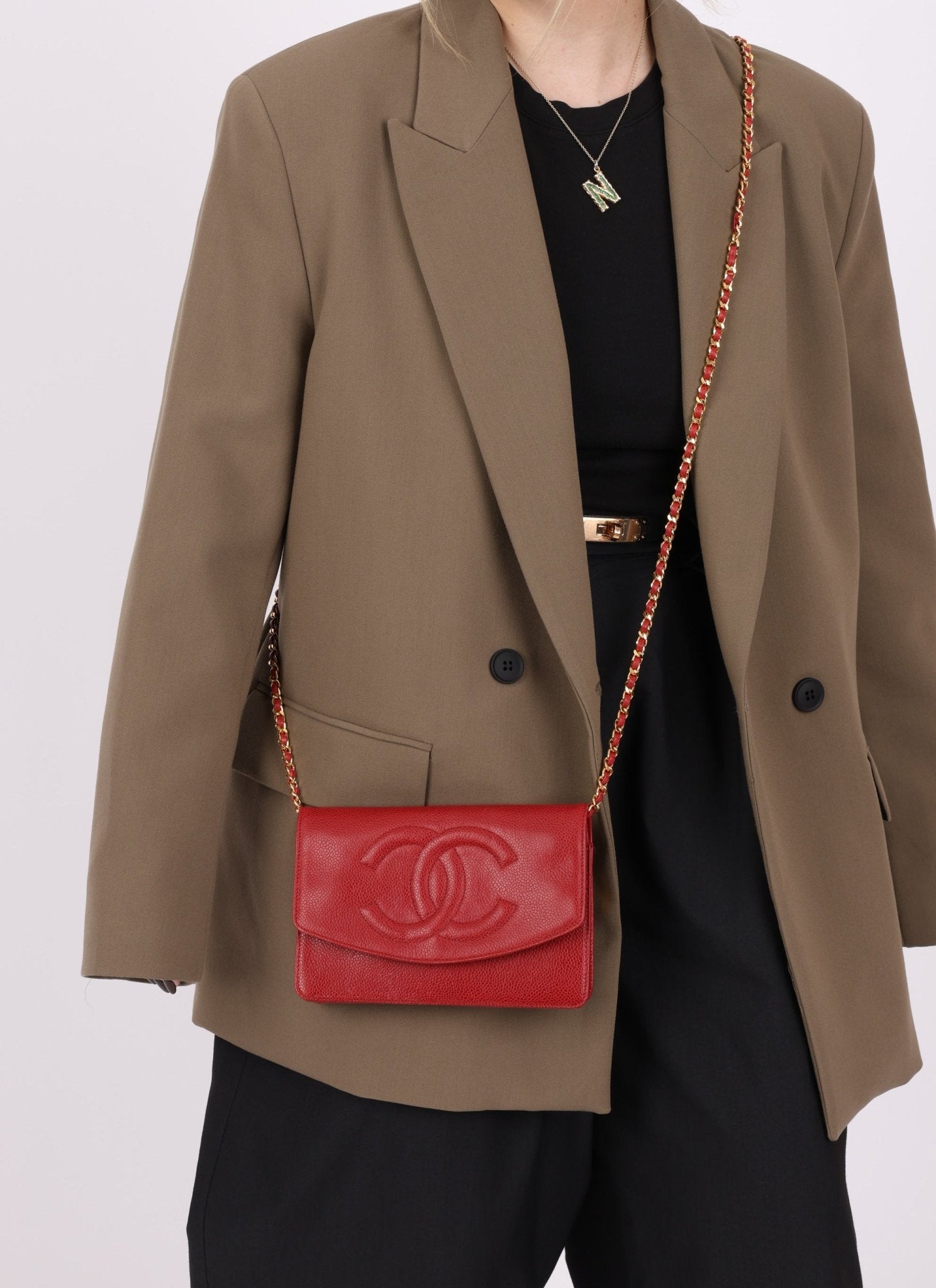 Chanel 1996 Red Caviar Timeless Wallet on Chain - FashioNica