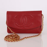 Chanel 1996 Red Caviar Timeless Wallet on Chain - FashioNica